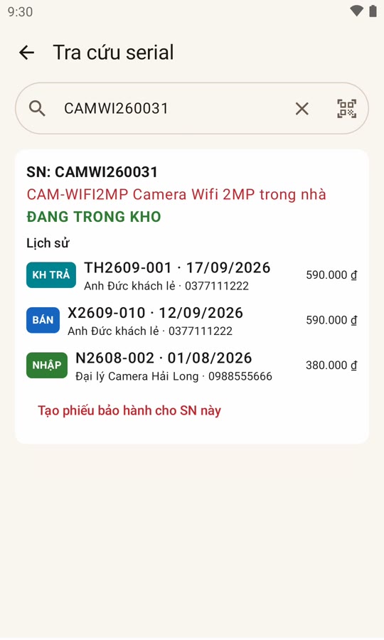 Tra cứu serial